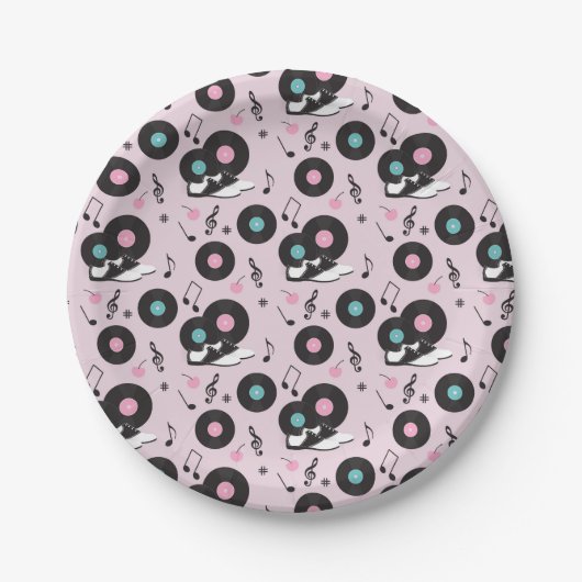 1950sダイナーサドルシューズ紙プレート-レトロ靴下 ペーパープレート (正面)