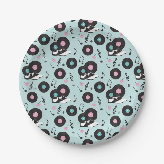 1950sダイナーサドルシューズ紙プレート-レトロ靴下 ペーパープレート (正面)