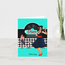 1950sダイナーティール（緑がかった色）ブラック&ホワイト市松模様にレトロ