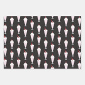 1950sダイナーブラックレッドトリオ ラッピングペーパーシート (正面)