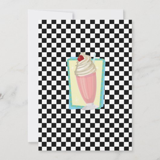 1950sダイナー誕生日ミルクシェイクフィティーズ招待状 招待状 (裏面)