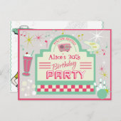 1950sパーティの招待状はがき インビテーションポストカード (正面/裏面)