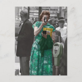1950sビデオカメラ付き女性 ポストカード