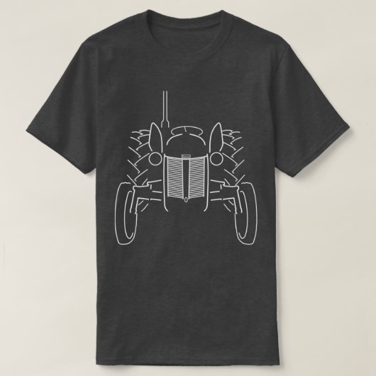 1950sファーガソンTE20トラクター白アウトライン図 Tシャツ (デザイン正面)