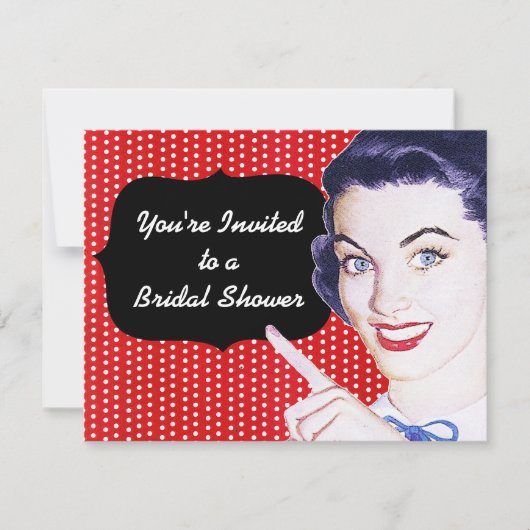 1950sポインティングウーマンブライダルシャワー 招待状 (正面)