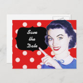 1950sポインティング女性の日付を保存 案内ポストカード (正面/裏面)