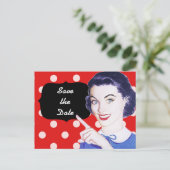 1950sポインティング女性の日付を保存 案内ポストカード (スタンド正面)