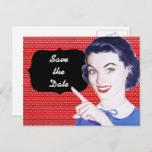 1950sポインティング女性の日付を保存 案内ポストカード (正面/裏面)