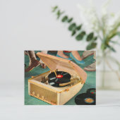 1950sポータブルレコードプレーヤーad ポストカード (スタンド正面)