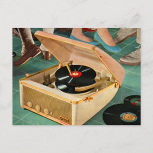 1950sポータブルレコードプレーヤーad ポストカード