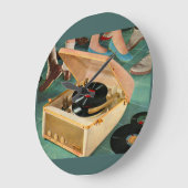 1950sポータブルレコードプレーヤーad ラージ壁時計 (傾斜)