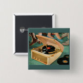 1950sポータブルレコードプレーヤーad 缶バッジ (正面&裏面)