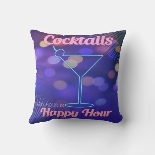 1950sマイアミカクテルパーティーネオンブルーピンクバーサイン クッション (裏面)