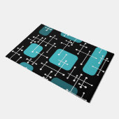 1950sレトロアートクロスヘアブラックティール(緑がかった色) ドアマット (アングル)