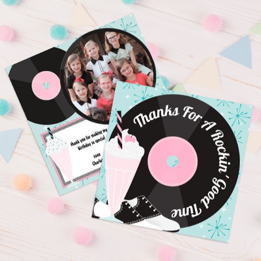 1950sレトロダイナー誕生日サンキューカード- Sock H 招待状