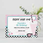 1950sレトロダイナー誕生日パーティー招待状 – Sock 招待状 (スタンド正面)