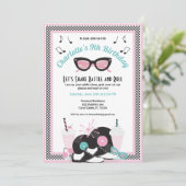 1950sレトロダイナー誕生日招待状 | ピンク&ティー 招待状 (スタンド正面)