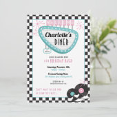 1950sレトロダイナー誕生日招待状- Sock Hop R 招待状 (スタンド正面)