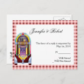 1950sヴィンテージジュークボックスRSVPポストカード インビテーションポストカード (正面/裏面)