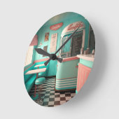 1950sヴィンテージディーナークロック ラウンド壁時計 (傾斜)