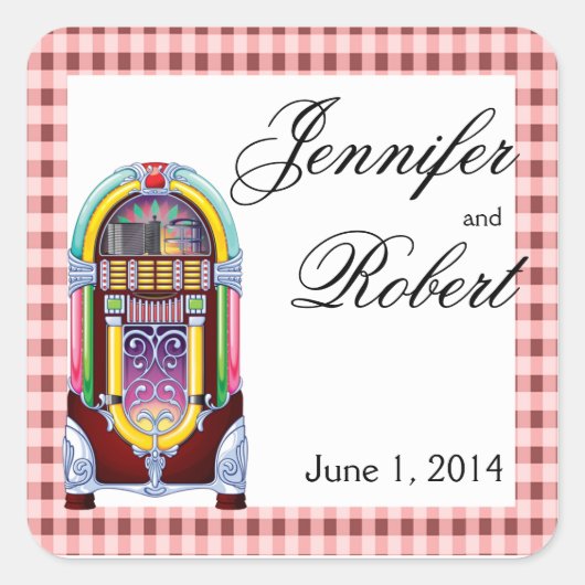 1950sヴィンテージ・ジュークボックス封筒用シール スクエアシール (正面)