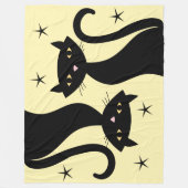 1950s黒猫、黄色 フリースブランケット (正面)