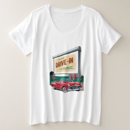 1950s-スタイルドライブインムービー プラスサイズTシャツ (デザイン正面)