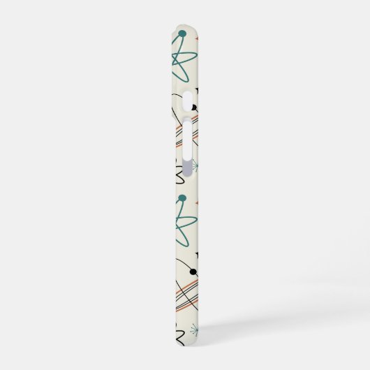 1950s Atomic Era Space Age Mid-century Pattern iPhone 16ケース (左側面)