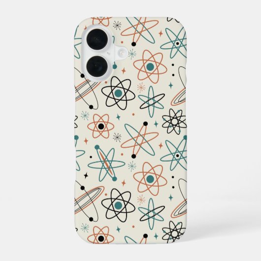 1950s Atomic Era Space Age Mid-century Pattern iPhone 16ケース (裏面)
