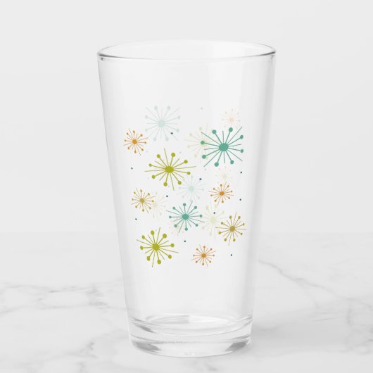 1950s Atomic Fireworks Starbursts Mid Century タンブラーグラス (正面)