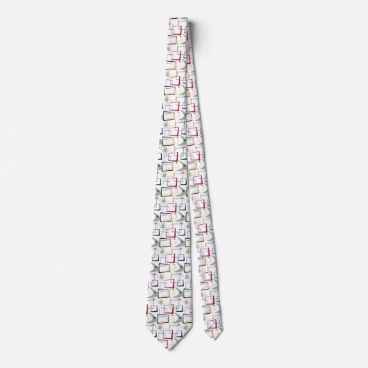 1950s Atomic Starburst Boomerang Squares MCM ネクタイ (正面)