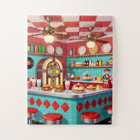 1950s Diner for Seniors 30 Large Piece ジグソーパズル (縦)