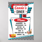 1950's Diner Vintage Menu Poster ポスター (正面)