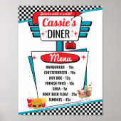 1950's Diner Vintage Menu Poster ポスター (正面)