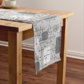 1950s Eames Era Art Crosshairs Gray ショートテーブルランナー (インサイチュ)