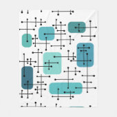 1950s Eames Era Art Crosshairs Turquoise フリースブランケット (正面)