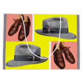 1950s fedoraとwingtipシューズプリント ラージペーパーバッグ (裏面)
