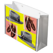 1950s fedoraとwingtipシューズプリント ラージペーパーバッグ (正面アングル)