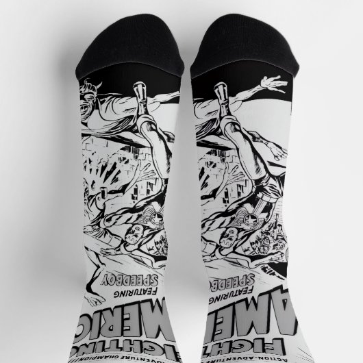 1950's 'Fighting American' Action Comic Socks ソックス (上部)
