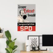 1950s German Labour Party Election Poster SPD ポスター (ホームオフィス)
