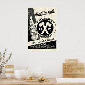 1950s Hackerbräu München Beer Poster Thai ポスター (キッチン)