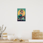 1950s Mermaid Pin-Up – Retro Sea Siren Pop Art  ポスター (キッチン)
