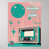 1950s Music Dementia Gift Poster with 50s Playlist ポスター (正面)