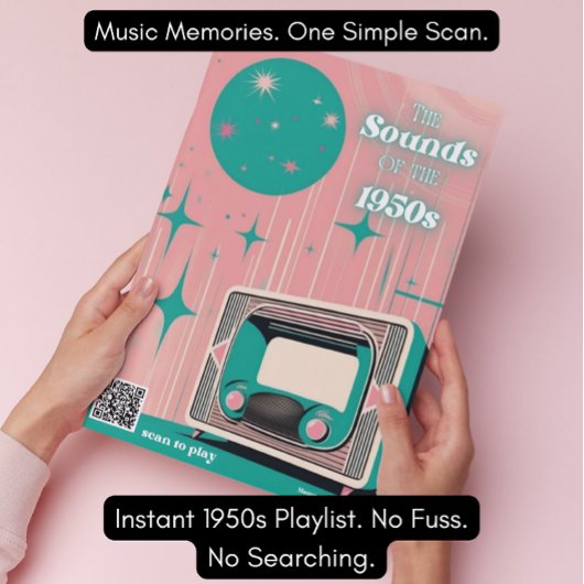1950s Music Dementia Gift Poster with 50s Playlist ポスター