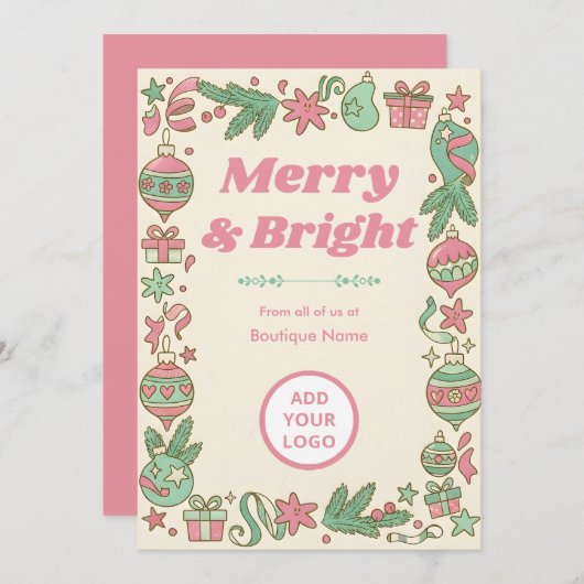 1950s Pastel Christmas | Boutique Bulk Greetings シーズンカード (正面/裏面)