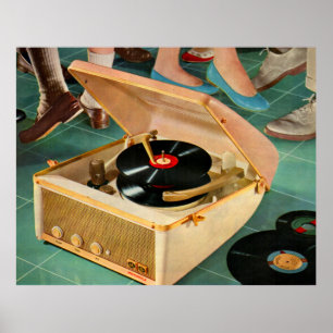 1950s portable record player ポスター