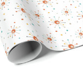 1950s Red Blue Atomic Age Starburst Mid Century ラッピングペーパー (ロールコーナー)