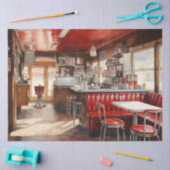 1950s Retro American Diner Watercolor 薄葉紙 (クラフト)