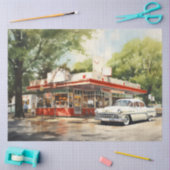 1950s Retro American Diner Watercolor 薄葉紙 (クラフト)