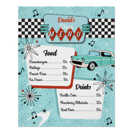 1950s Retro Diner Menu ポスター